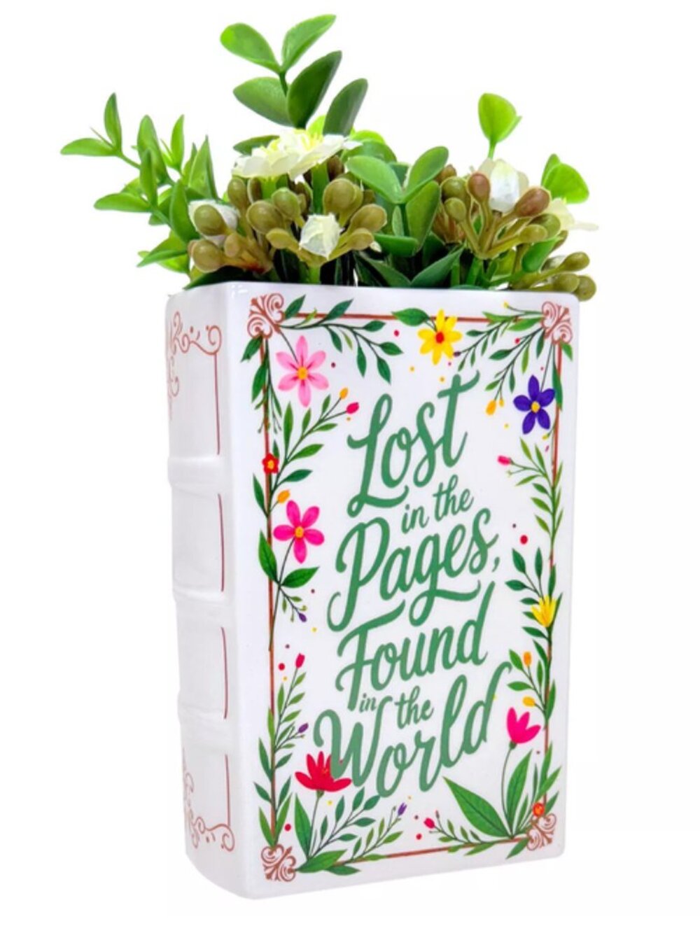 NWT ~ Streamline's Petals & Pages Ceramic Book Vase Table Decor